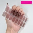 16Tips autocollants en gel semi-durcis pailletés pour ongles couleurs unies vernis gel UV LED longue tenue pleine couverture décoration 2