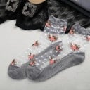 Damstrumpor i nylon med blommor 4