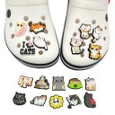 18 pcs décorations pour crocs différentes chats 2–3 cm ornements en PVC pour chaussures accessoires pour crocs et chaussures en caoutchouc avec motif de chats 1