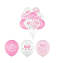 18 unidades de globos de cumpleaños de látex de 30,4 cm mezcla de rosa y blanco con lazo Happy Birthday decoración de fiesta 1