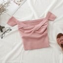 T-shirt med off-shoulder tröja för kvinnor 7