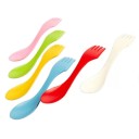 Resebestick 3 i 1 Sked, gaffel och kniv i ett stycke Set med 6 stycken Dubbeländad plastbestick med en längd av 18 cm För resor och camping 4