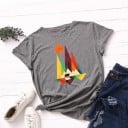 Dam T-shirt med färgglada tryck B162 9