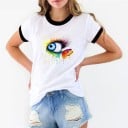 Dam-T-shirt med färgglatt tryck B391 5