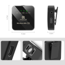 2.4G vezeték nélküli klipszes mikrofon 4,3 x 4,7 x 1,3 cm USB Lightning vevő Fülhallgatóval, kábellel, tokban Szélvédő 3