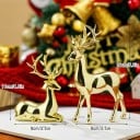 2 bucăți Decorațiuni de Crăciun cerb lucios 16 x 9 cm și căprioară 11 x 9 cm Figurine elegante decor de iarnă pentru interior Decorațiuni 2