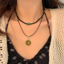 2 db női choker szett 36 cm gyöngyökkel és 42 cm természetes kővel, vintage stílus 2