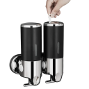 2 dozatoare de săpun și șampon de perete 500 ml pentru baie, pompă de lichid impermeabilă, șuruburi și chei incluse, rezistent la umezeală 6