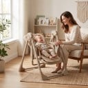 2-in-1 Child Dining Chair and Rocking Chair Folding Adjustable Height Removable Tray Seat 34 cm Portable 5