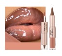 2-in-1 Matte Lipstick 3.5 g and Plumping Lip Gloss 2.5 g Clear Non-Sticky Gloss Volumising Effect Two Steps Lip Makeup 8