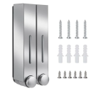 2 Pack Wall-Mounted Soap and Shower Gel Dispenser 420 ml Bathroom Detergent Holder 10×8×28 cm With Screws and Wall Plugs Included 3