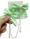 2 pcs Barrette à cheveux avec des nœuds en chiffon et des perles Chaîne de perles élégante 30 cm Accessoires capillaires stylés Nœuds 4