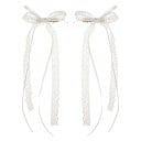 2 pcs Barrette à cheveux Nœuds en dentelle Blanches 8 x 25 cm Accessoires capillaires élégants Décorations romantiques pour les cheveux Nœuds stylés 1