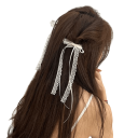 2 pcs Barrette à cheveux Nœuds en dentelle Blanches 8 x 25 cm Accessoires capillaires élégants Décorations romantiques pour les cheveux Nœuds stylés 6