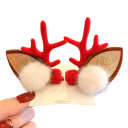 2 pcs Barrette pour enfants avec des bois de cerf et des oreilles Pompons blancs et rouges Accessoires capillaires de Noël Jolis ornements de Noël pour les cheveux 1