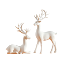 2 pcs Christmas Decoration Stag 16 x 9 cm and Doe 11 x 9 cm Elegant Figures Winter Ornament for the Home Festive Decoration Natural Motif 4