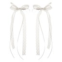 2 pcs Ganchos de Cabelo Laços de Renda Brancos 8 x 25 cm Acessórios de Cabelo Elegantes Adornos Românticos para Cabelo Laços Estilosos para Cabelo 1