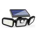 2 pcs Luz LED solar com sensor de movimento 3 cabeças rotativas 74 LED 26,9 cm Preta IP65 À prova de água 3 modos Iluminação para parede e garagem 3