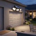 2 pcs Luz LED solar com sensor de movimento 3 cabeças rotativas 74 LED 26,9 cm Preta IP65 À prova de água 3 modos Iluminação para parede e garagem 5