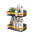 2 pcs Rectangular Bathroom Shelves 30x13 cm Stainless Steel Wall Organisers No Drilling Self-Adhesive Shower Shelves for Cosmetics 5