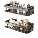2 pezzi di mensole da bagno rettangolari 30x13 cm Organizer da parete in acciaio inox Senza foratura Mensole adesive per cosmetici 4