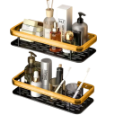 2 pezzi di mensole da bagno rettangolari 30x13 cm Organizer da parete in acciaio inox Senza foratura Mensole adesive per cosmetici 6