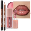 2 pezzi set matita per contorno e lucidalabbra Trucco waterproof in tonalità nude per un aspetto naturale delle labbra 4
