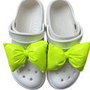 2 pièces décoration pour crocs nœuds en cuir PU brillant ornements pour chaussures crocs accessoire pour personnalisation de chaussures à enfiler 1