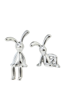 2 piezas Estatua de conejo sentado galvanizada 8,5 x 4,5 x 2 cm y 6 x 4 x 4,2 cm Adorno decorativo de plástico para estantería, mueble, salpicadero 1