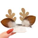 2 pinzas para el pelo para niñas con astas y orejas de reno y pompones blancos, accesorios navideños para el pelo, bonitas pinzas para el pelo para niñas, adornos para el pelo de invierno. 2