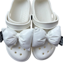 2 stk dekorationer til crocs sløjfer glat PU læder sko tilbehør til personalisering af slip-on fodtøj 4