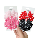 2 τμχ Στερεώματα μαλλιών με φιόγκο και πουά Διαφορετικά χρώματα Χαριτωμένα παιδικά στερεώματα Χρωματιστά αξεσουάρ μαλλιών Στυλάτα στερεώματα για κορίτσια Μοντέρνα χτενίσματα 2