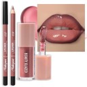 2 uds set de lápiz de contorno y brillo labial Maquillaje resistente al agua en tonos nude para un aspecto natural de los labios 2