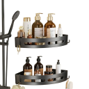 2 unidades de prateleiras de canto para casa de banho 30,5x22x4,5 cm Prateleiras adesivas Sem perfuração Suporte para chuveiro Capacidade 15 kg Organizador de casa de banho 5