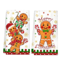 2 unidades de Toallas de Cocina Decorativas de Navidad 40 x 48 cm Toallas de Cocina de Mano con Motivo de Jengibre Accesorios Navideños de Algodón 1