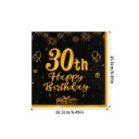 20 bucăți Servetele din hârtie Servetele de naștere 30 de ani Design negru-auriu Servetele decorative pentru petrecerea de naștere 2