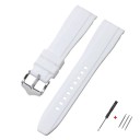 20 mm Watch Strap Rubber Silicone Strap with Rounded End for Swatch Omega Moonswatch Omega Speedmaster Seiko Waterproof Bracelet with Silver Buckle 2