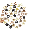 20 pcs Mini ganchos para cabelo 2,5 cm Mix de cores Bege Castanho Preto Pequenos clipes de cabelo Formas variadas Ganchos firmes para penteados 2