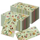 20 pcs Serviettes en papier Couleur vert clair Motif d'oiseaux et de branches 33 x 40 cm 2 couches Serviettes de table décoratives Encre à base d'eau 2