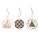 20 pezzi di dischi di legno 8 x 8 cm a forma di palline di Natale Disegno e decorazione Decorazioni vuote da appendere all'albero e all'interno 3