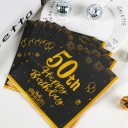 20 stk Papirservietter Fødselsdagsservietter 50. fødselsdag Sort-guld design Dekorative servietter til fødselsdagsfest 1