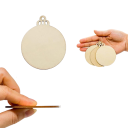 20 Stück Holzscheiben 8 x 8 cm in Form von Weihnachtskugeln Zeichnen und Dekorieren Leere Dekorationen zum Aufhängen am Weihnachtsbaum und im Innenbereich 2