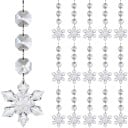 20 unidades de copos de nieve de cristal Adornos navideños colgantes para el árbol Decoraciones transparentes en forma de copos para la decoración 3