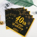 20 unidades de Guardanapos de Papel Guardanapos de Aniversário 40. Aniversário Design Preto e Dourado Guardanapos Decorativos para Festa 1