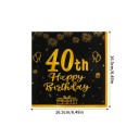 20 unidades de Guardanapos de Papel Guardanapos de Aniversário 40. Aniversário Design Preto e Dourado Guardanapos Decorativos para Festa 2