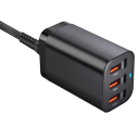 200 W-os gyorstöltő adapter 6 porttal, 3× USB C és 3× USB A töltő EU csatlakozóval 110–240 V több eszköz egyidejű töltésére, tápellátás jelzőfény 2