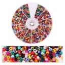 2000 bucăți de mărgele din sticlă 2 mm orificiu 1 mm Ambalaj rotativ 8,4 × 8,4 cm 12 compartimente Set colorat pentru fabricarea colierelor 1