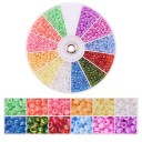 2000 Glass Beads 2 mm Hole 1 mm Rotating Packaging 8.4 × 8.4 cm 12 Compartments Multicoloured Set for Making Necklaces, Bracelets and Earrings 1