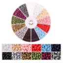 2000 ks skleněných korálků 2 mm otvor 1 mm Otáčivé balení 8,4 × 8,4 cm 12 přihrádek Barevná sada pro výrobu náhrdelníků 1