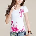 Dam T-shirt med blommor B369 1